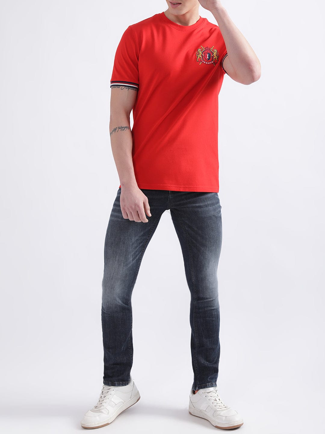 Iconic Men Red Crew Neck Tshirt