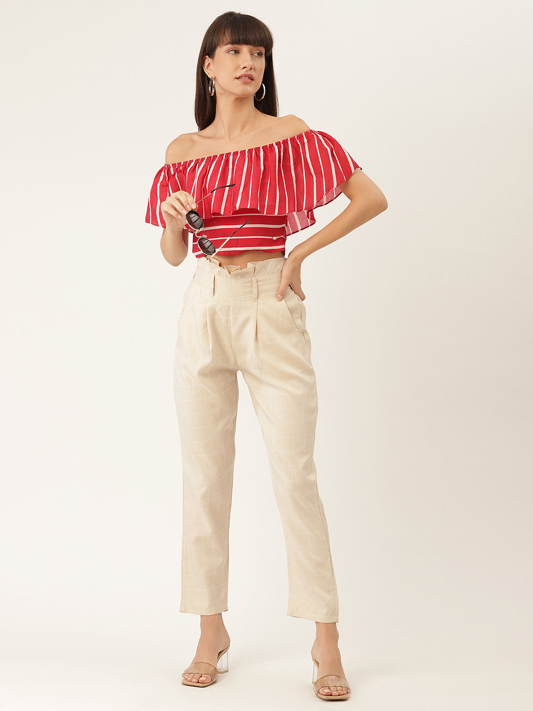 Elle Women Red Printed Round Neck Top