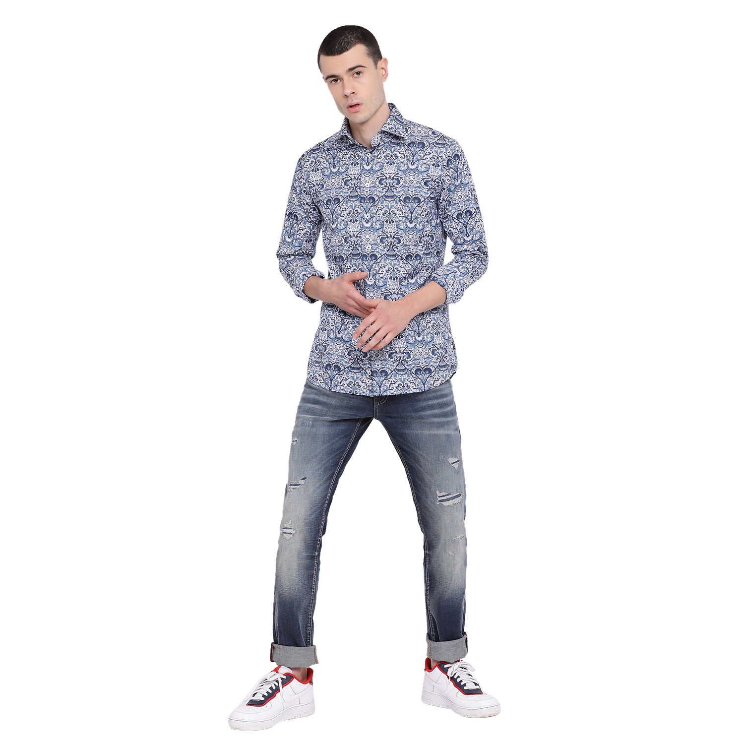 Matinique Men Blue Printed Collar Shirt