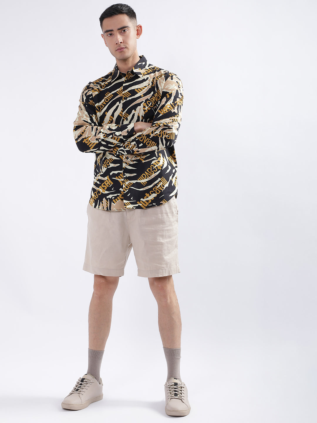 Just Cavalli Men Multi Printed Collar Shirt