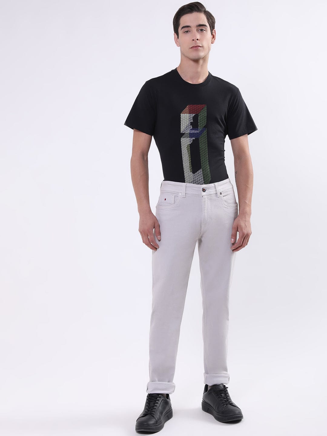 Iconic Men Grey Tapered Fit Jeans