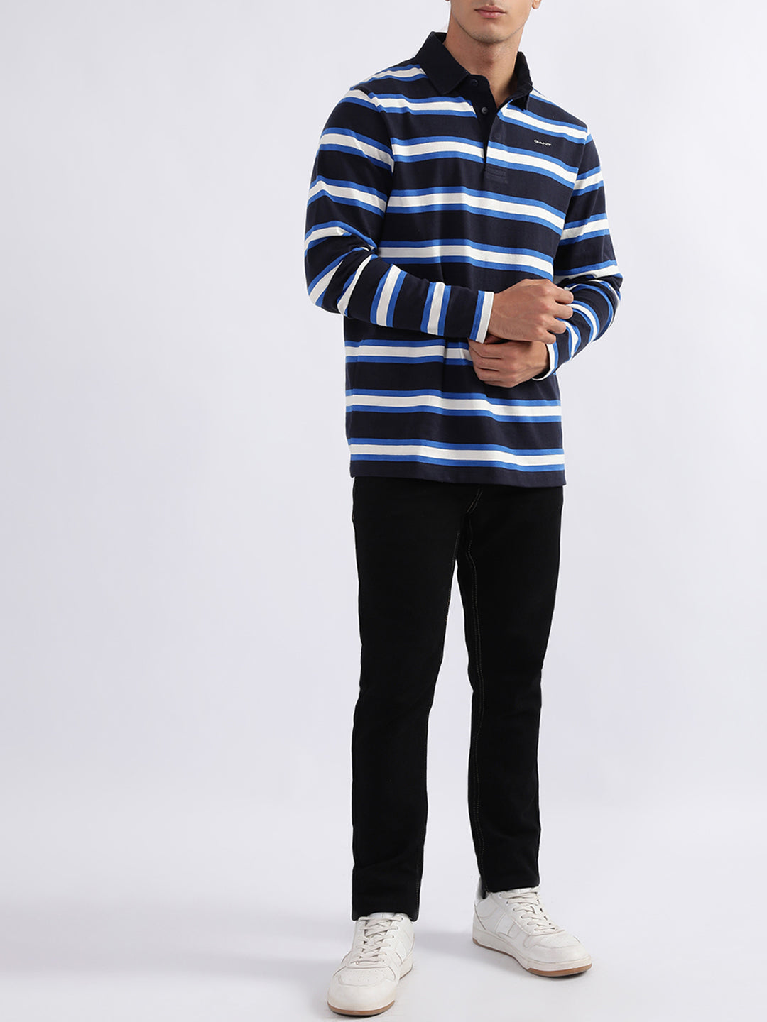 Gant Blue Striped Regular Fit Polo T-Shirt