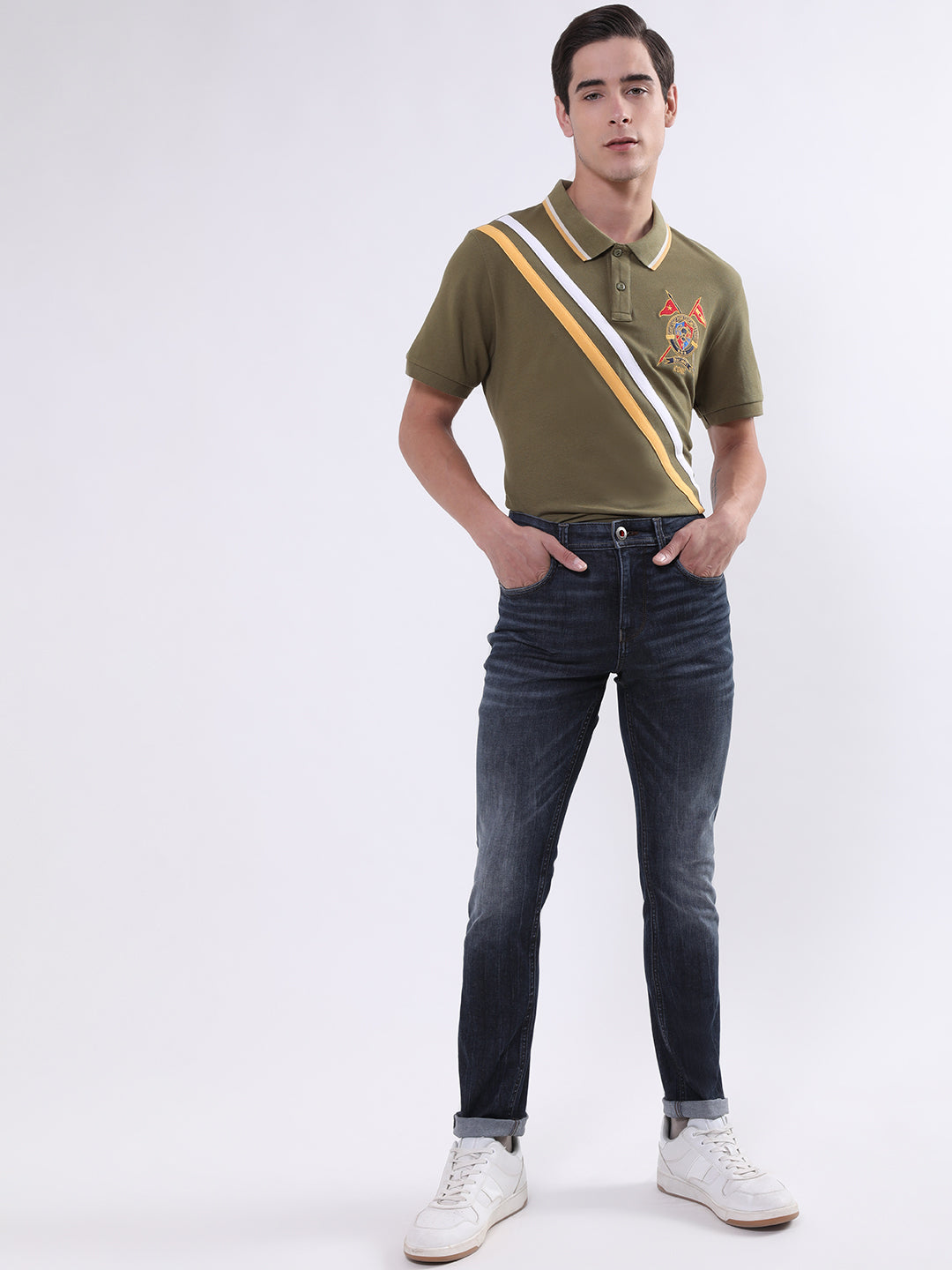 Iconic Men Blue Embroidered Skinny Fit Jeans