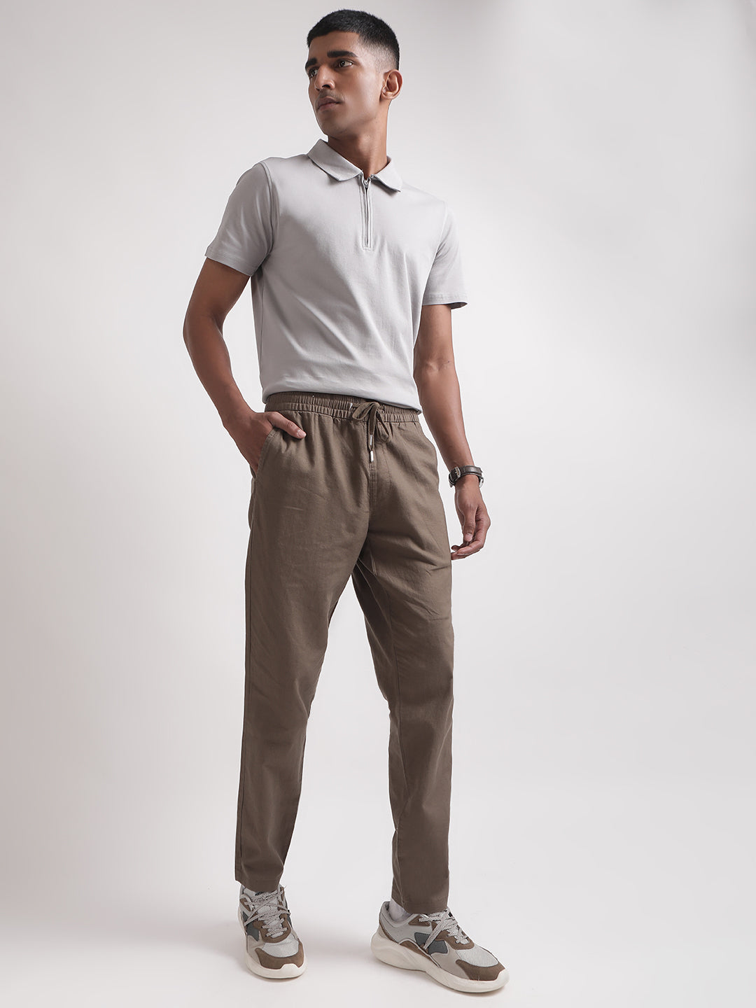 Matinique Men Brown Solid Regular Fit Trouser