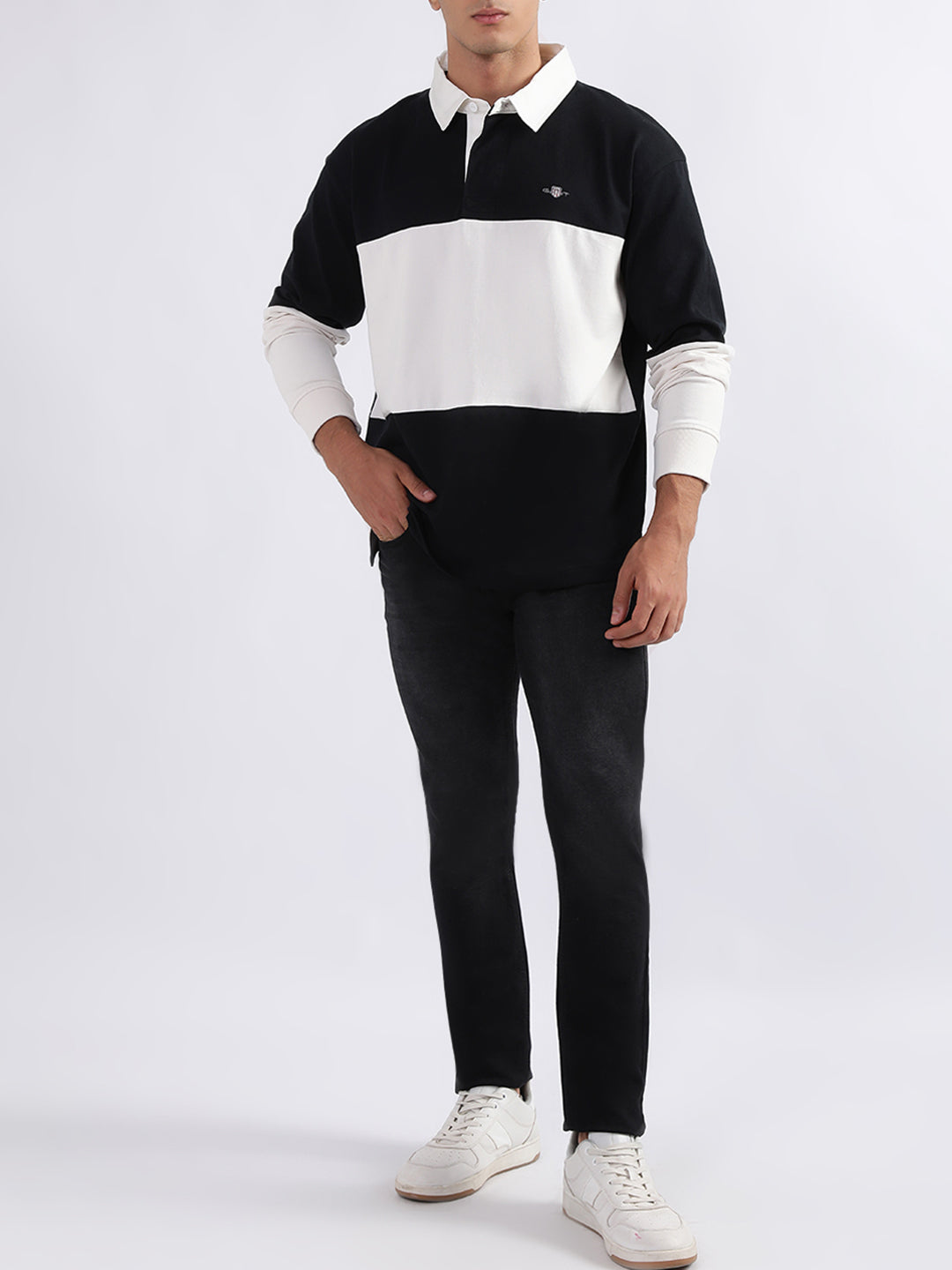 Gant Black & White Relaxed Fit Polo T-Shirt