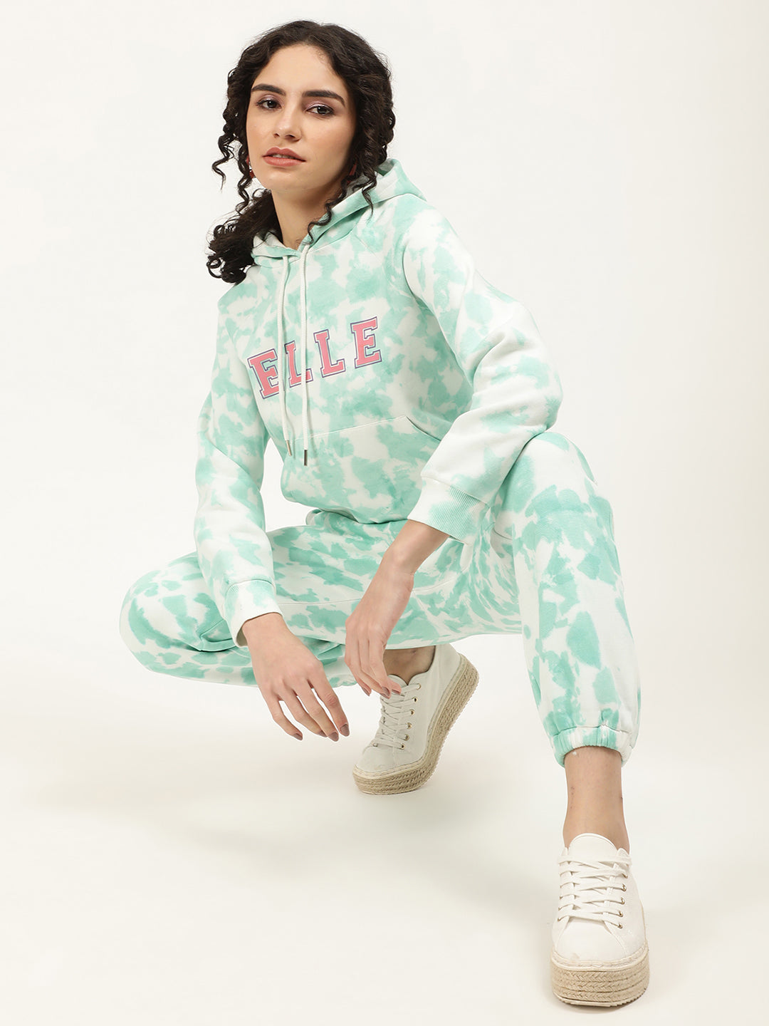 Elle Women Teal Dyed Regular Fit Sweatpant