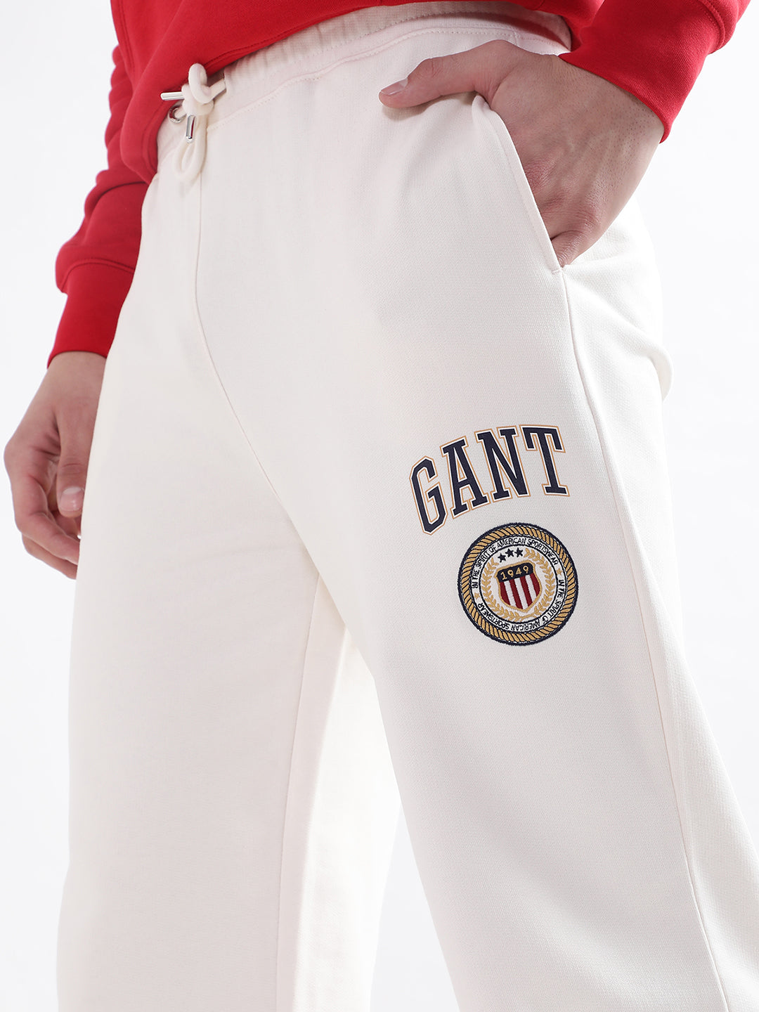 Gant Women Brand Logo Printed Relaxed-Fit Cotton Joggers