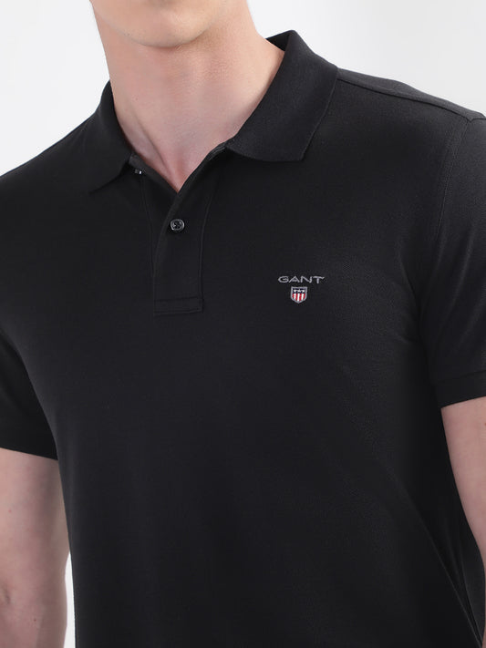 Gant Black Original Slim Fit Pique Polo T-Shirt