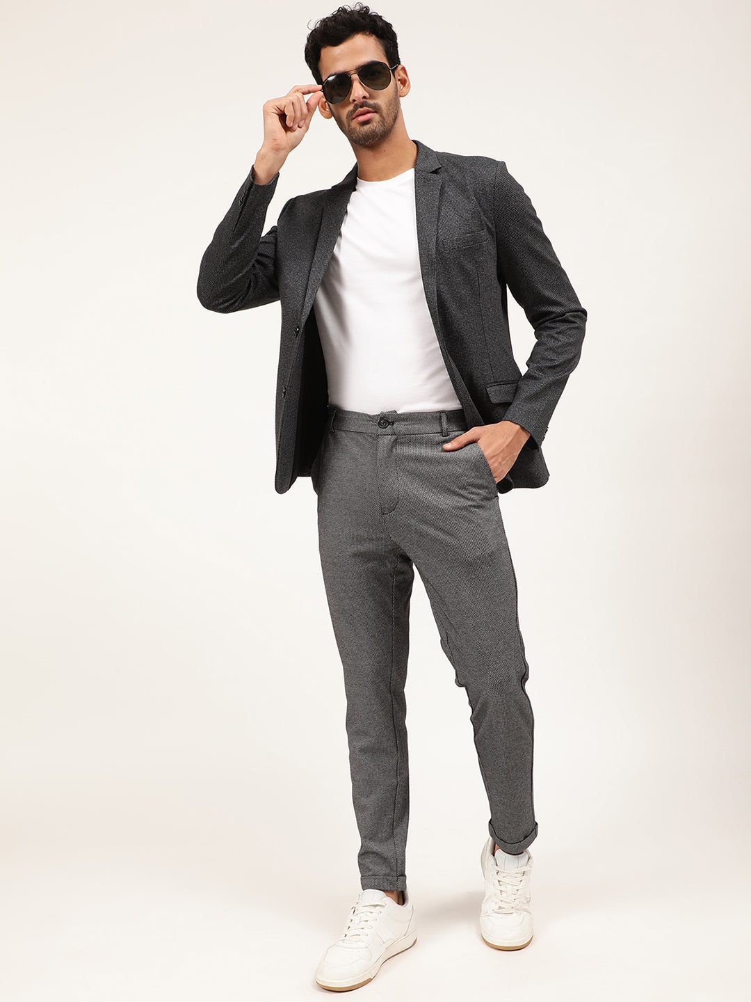 Lindbergh Men Black Printed Slim Fit Trouser