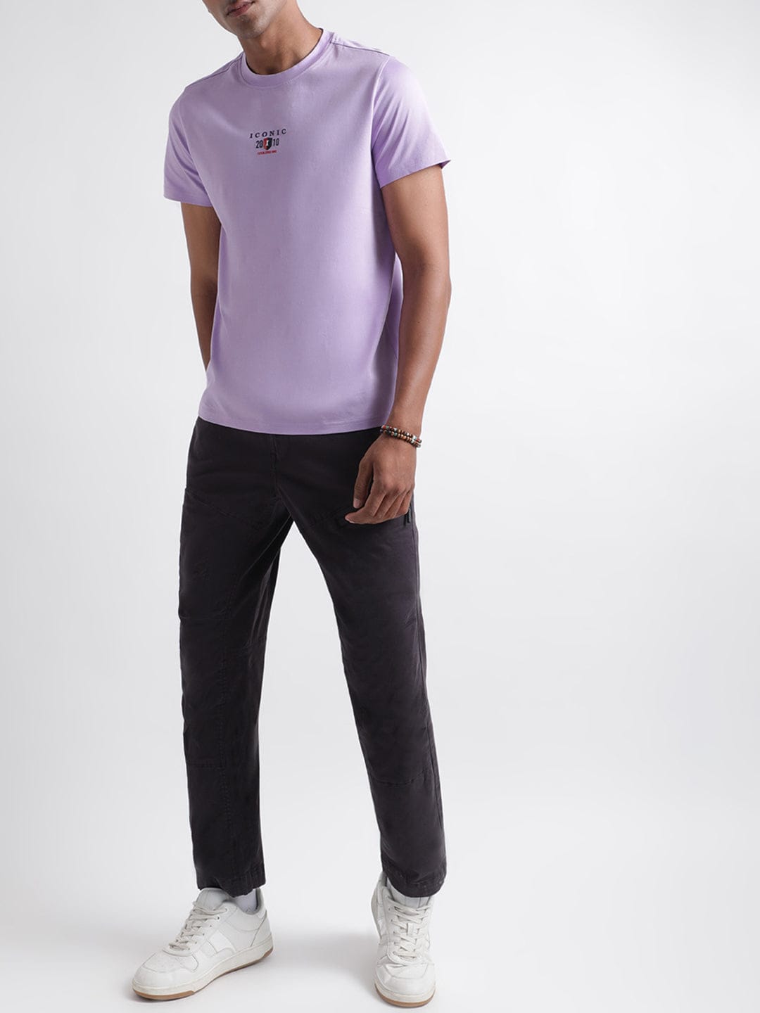 Iconic Men Purple Crew Neck Tshirt