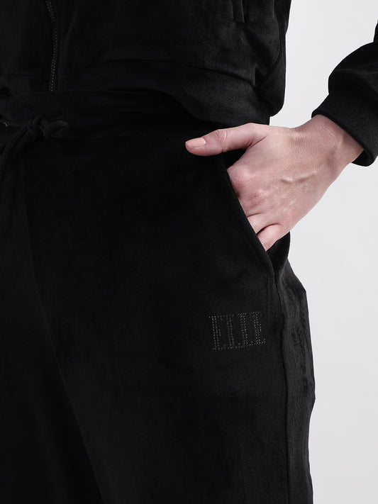 Elle Women Black Solid Regular Fit Sweatpant