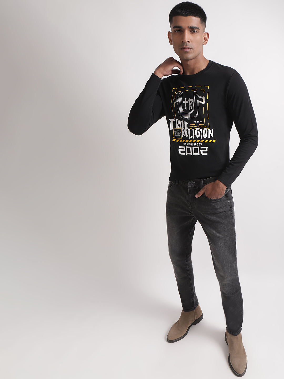 True Religion Black Logo Regular Fit T-Shirt