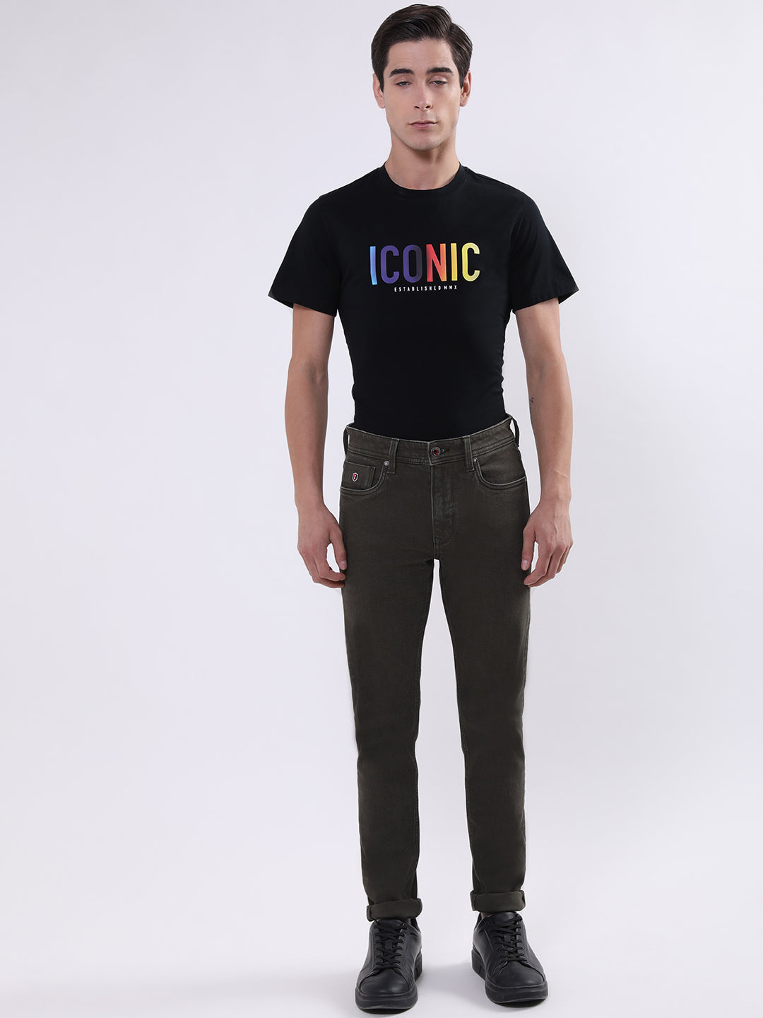 Iconic Men Green Tapered Fit Jeans