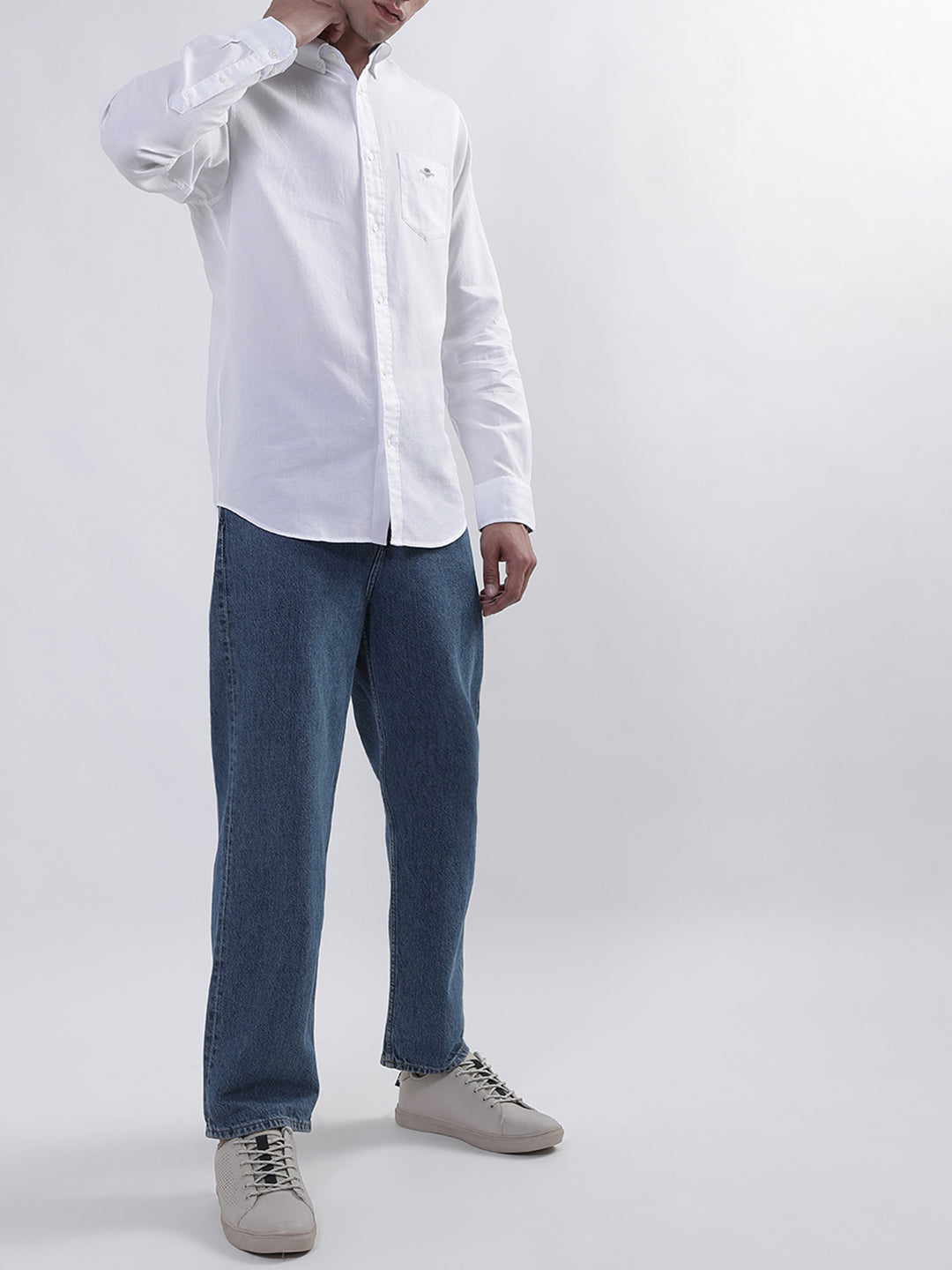 Gant White Honeycomb Weave Regular Fit Shirt