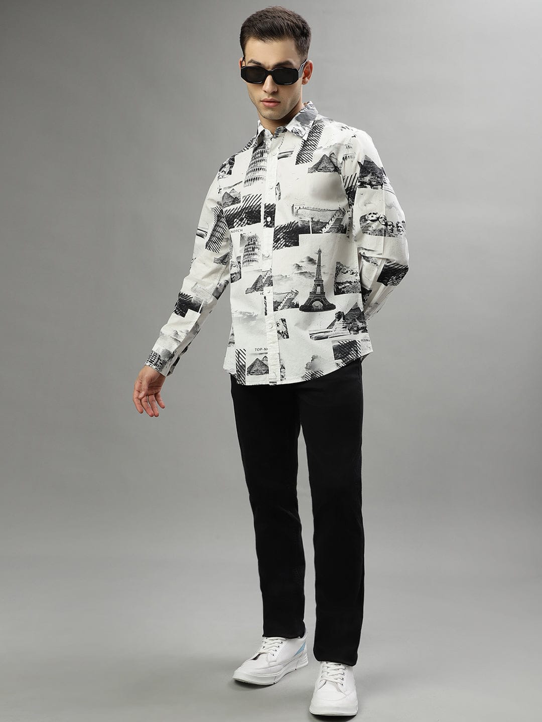 Iconic Men Black Shirt Collar Shirt