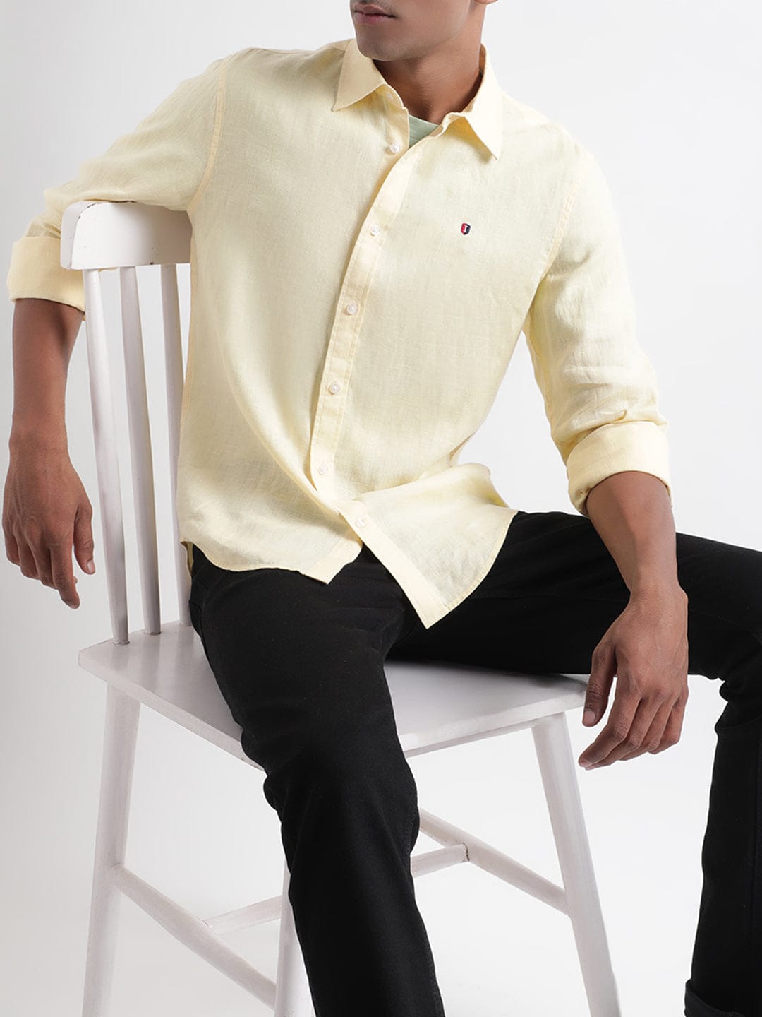 Iconic Men Yellow Shirt Collar Shirt
