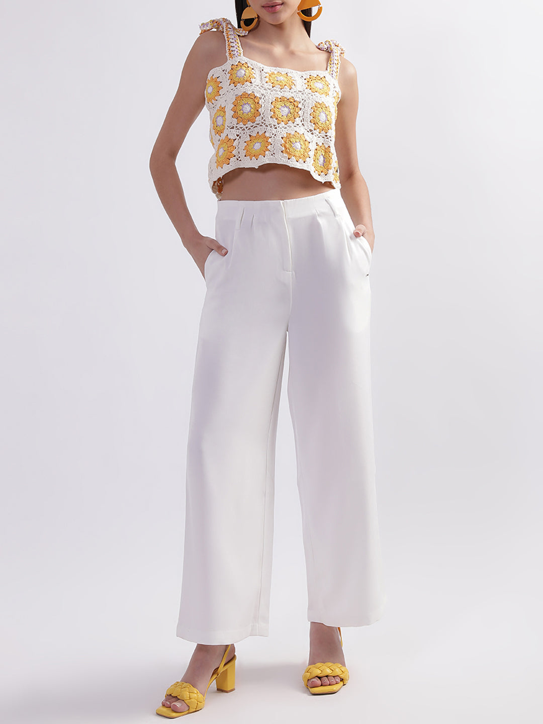 Elle Women Natural Round Neck Solid Top