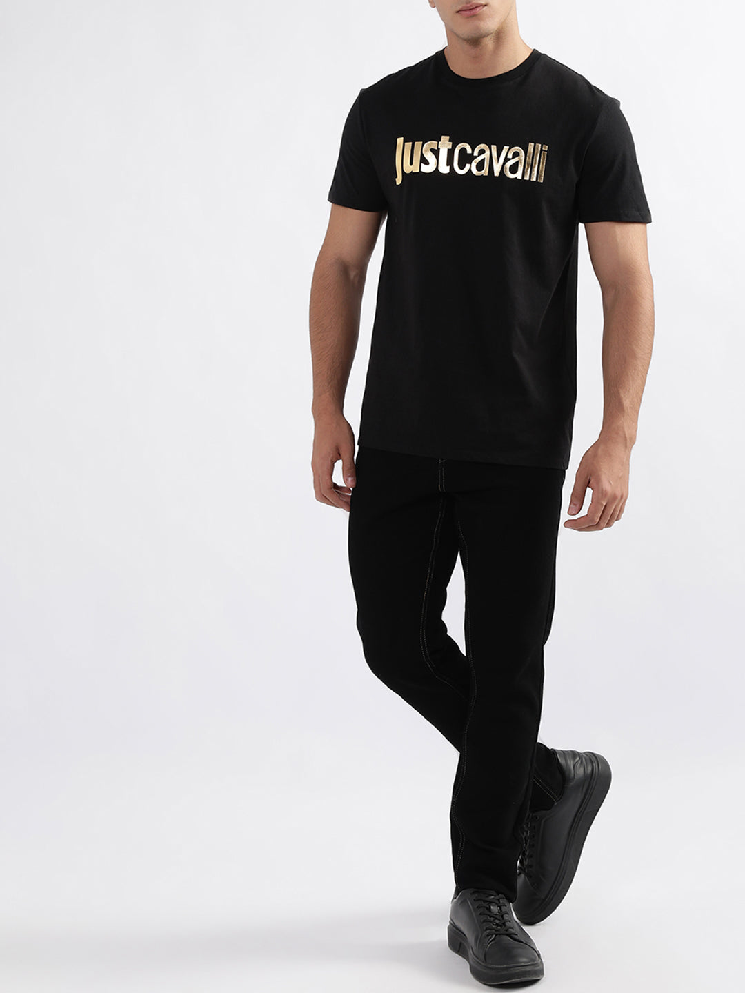 Just Cavalli Black Fashion Logo Slim Fit T-Shirt