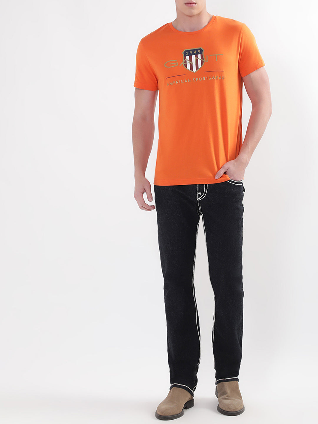 Gant Orange Archive Shield Logo Regular Fit T-Shirt