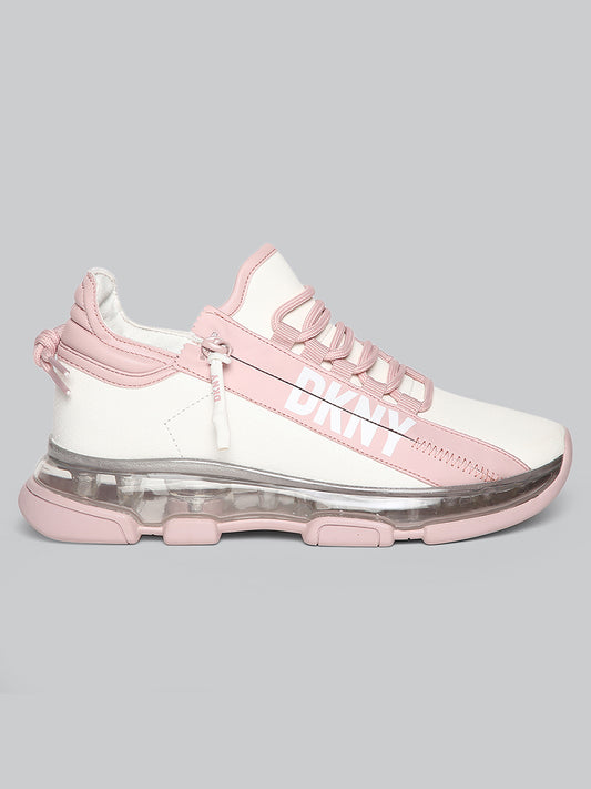 DKNY Women White & Pink Colour Blocked Sneakers