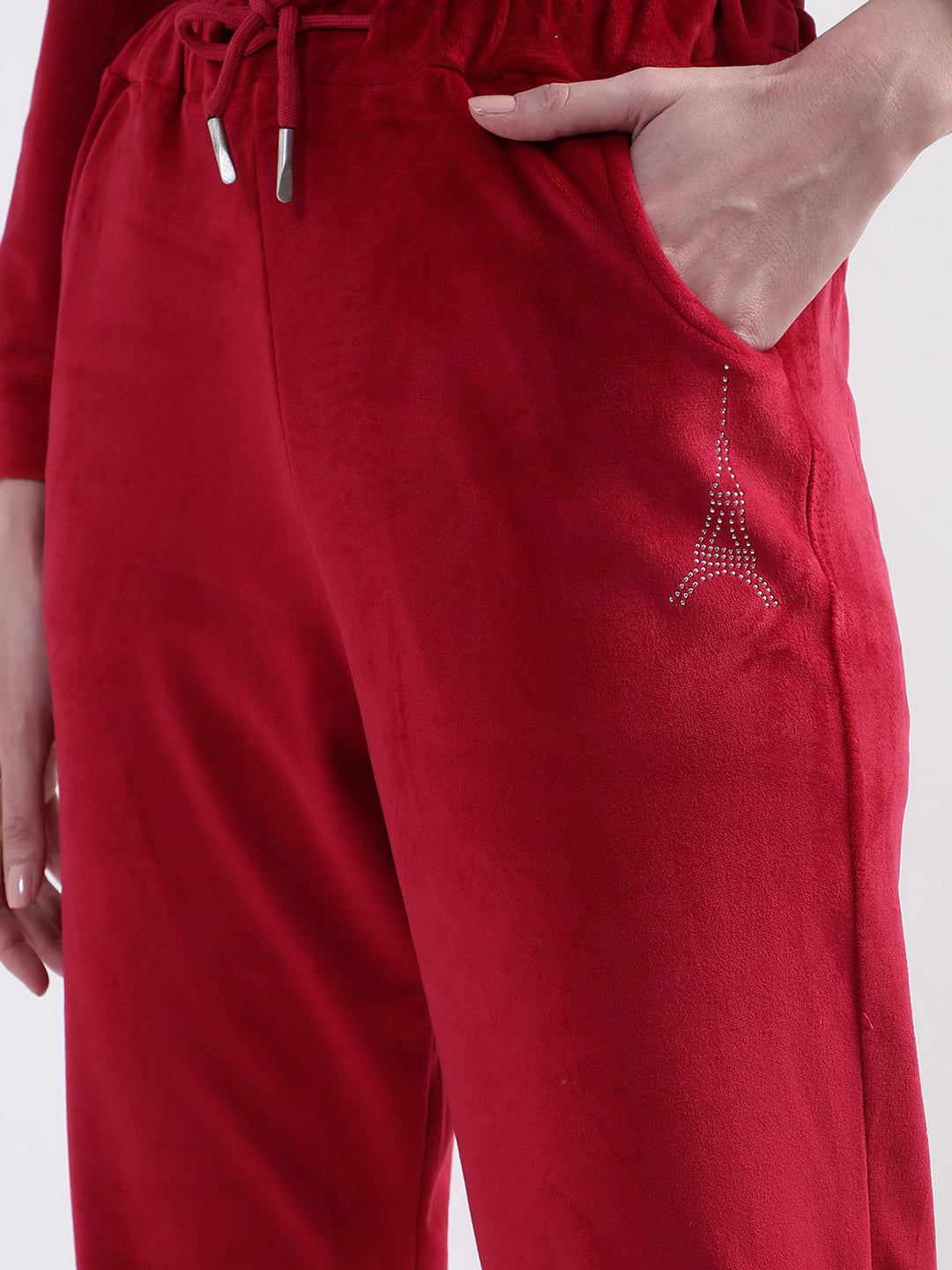 Elle Women Maroon Solid Regular Fit Sweatpant