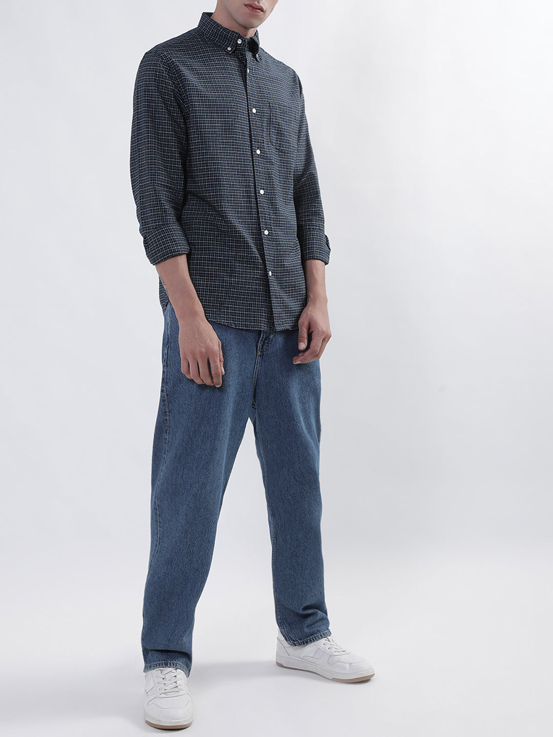 Gant Blue Oxford Tattersal Checked Regular Fit Shirt