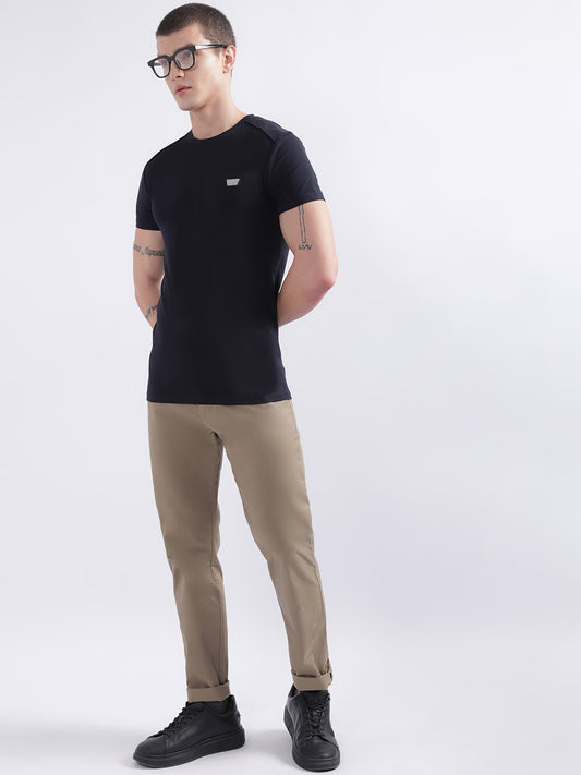 Iconic Men Brown Solid Slim Fit Trouser