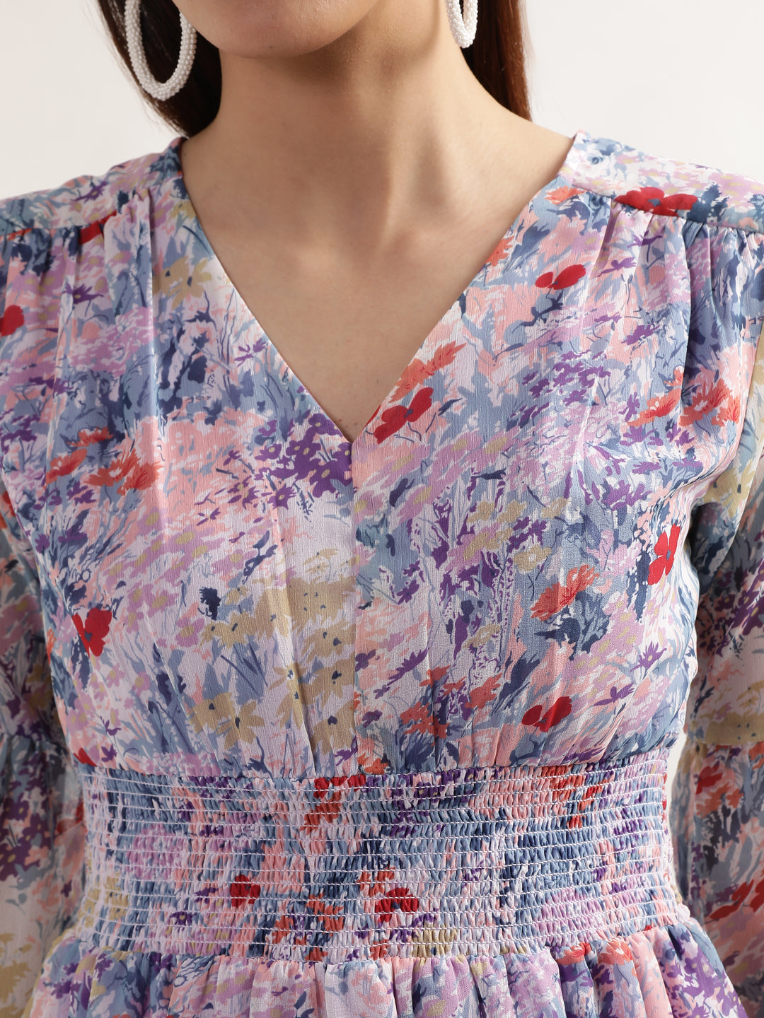 Centre Stage Women Multi Self Design V Neck Dress