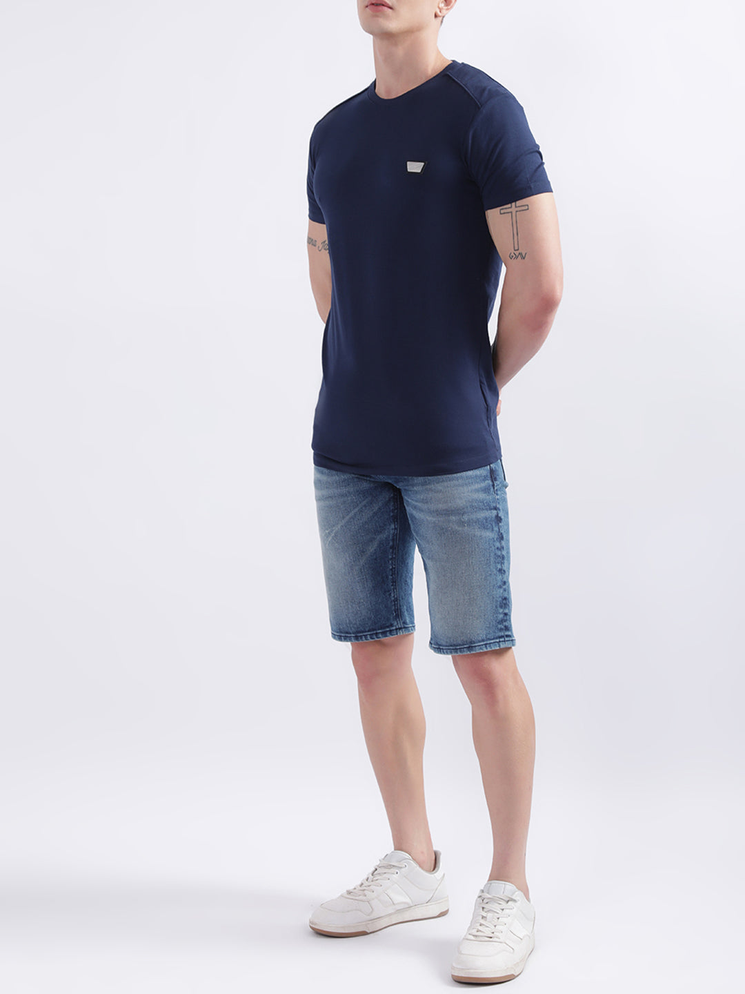 Antony Morato Men Blue Applique Slim Fit T-shirt