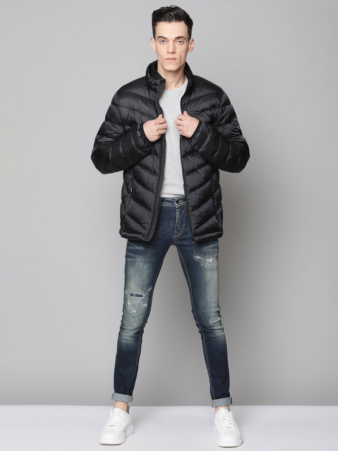 Lindbergh Men Black Solid Collar Jacket