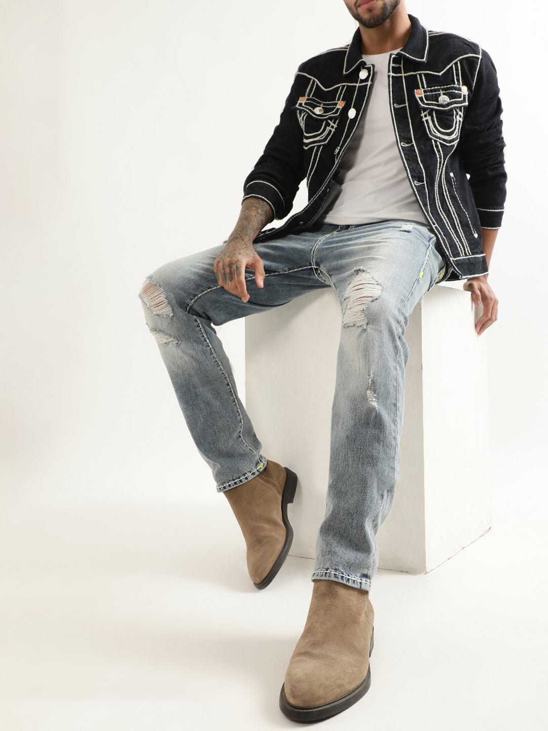 True Religion Lightweight Rope Stitch Denim Jacket