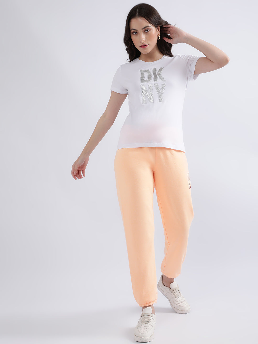 Dkny White Fashion Logo Regular Fit T-Shirt