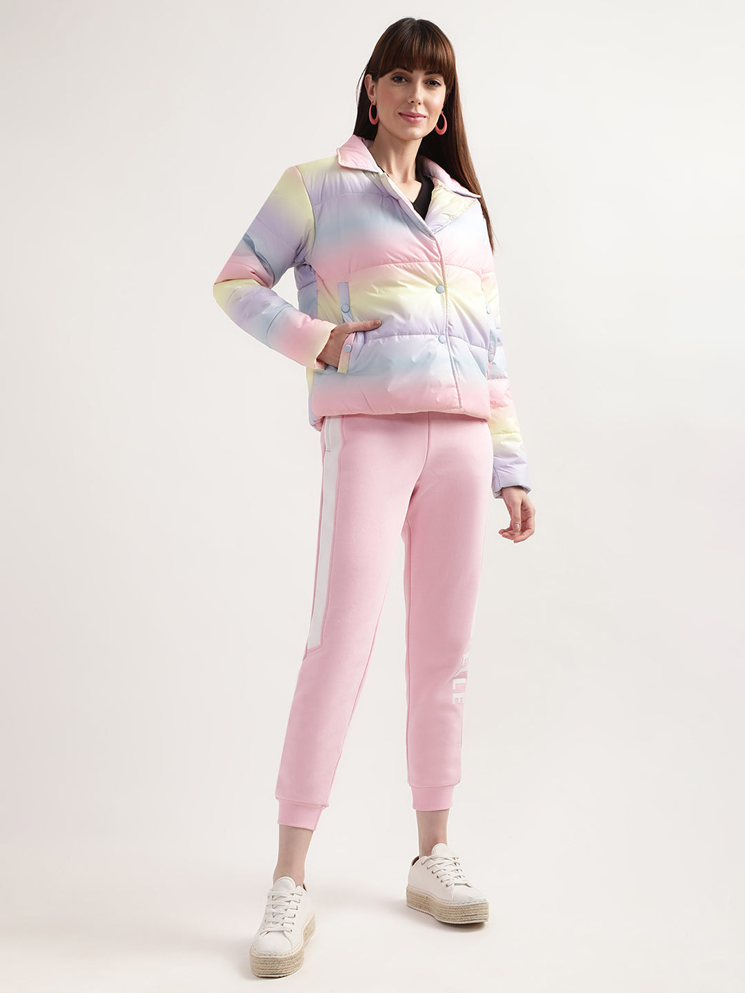 Elle Women Pink Solid Regular Fit Sweatpant