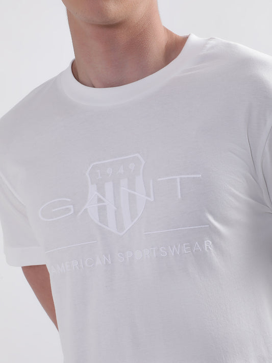 Gant White Tonal Archive Shield Logo Regular Fit T-Shirt