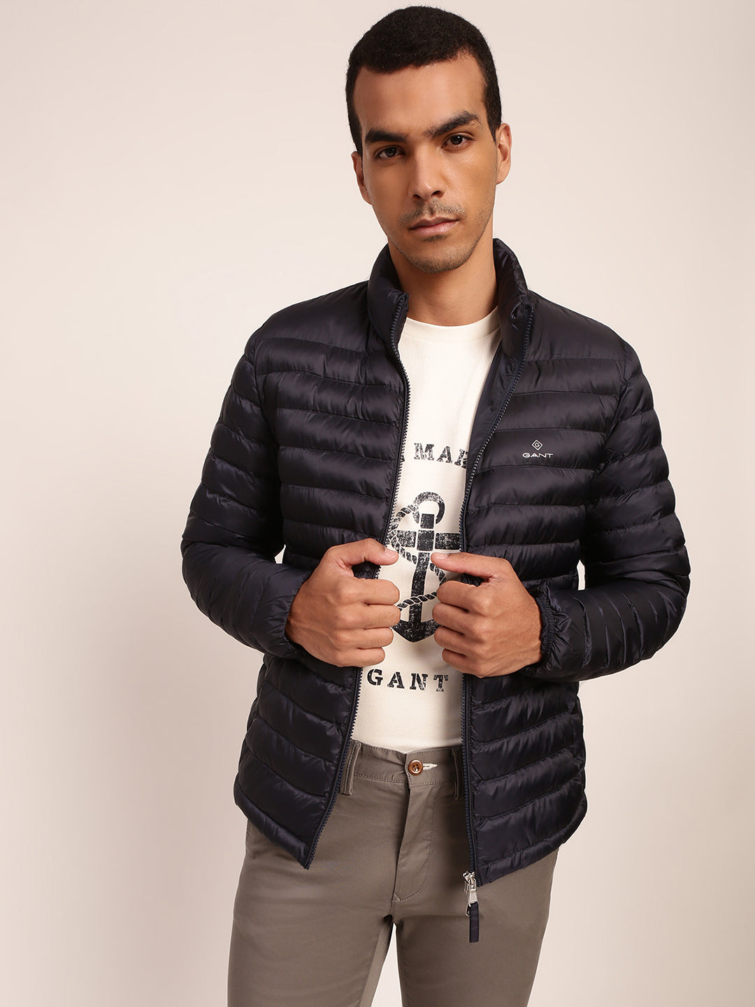 Gant Men Blue Solid Collar Jacket