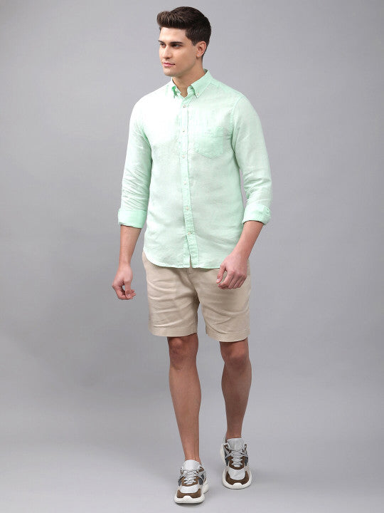 Gant Men Green Regular Fit Solid Linen Shirt