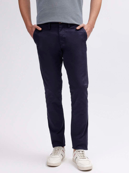 Gant Men Blue Solid Slim Fit Trouser