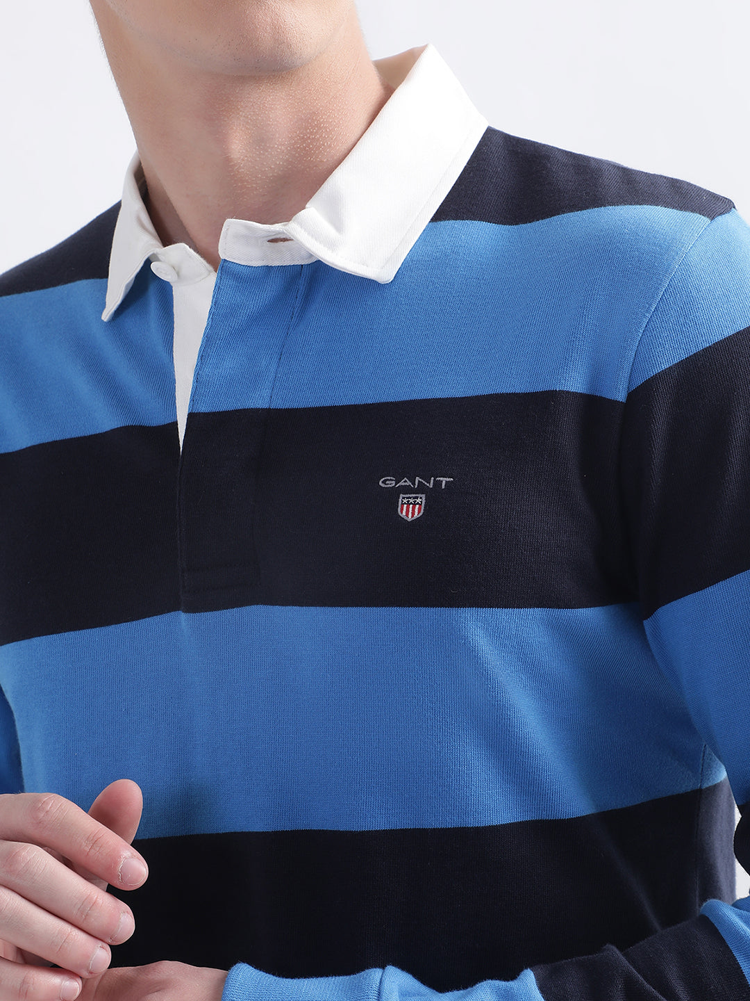 Gant Blue Striped Regular Fit Polo T-Shirt