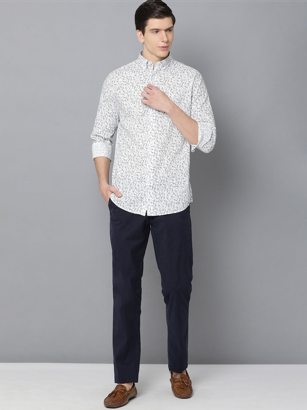 Gant White Printed Regular Fit Shirt