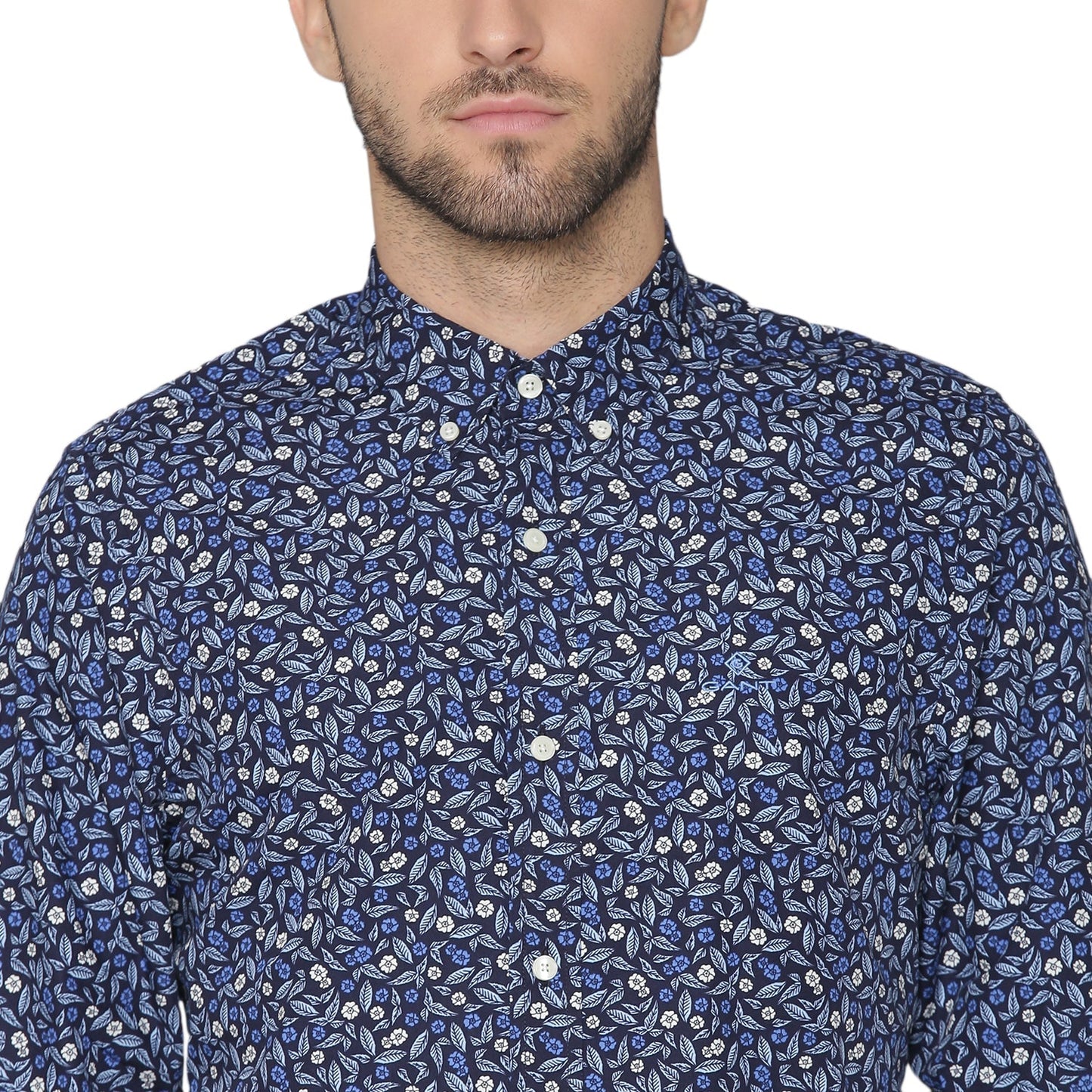Gant Blue Printed Slim Fit Shirt