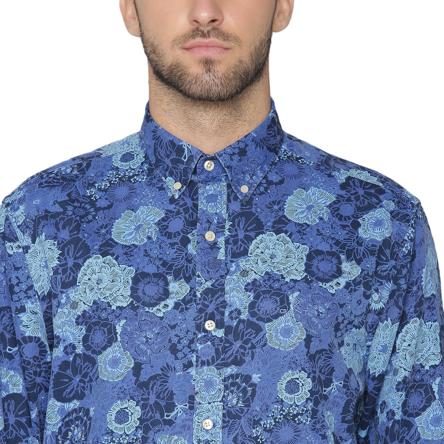 Gant Blue Printed Regular Fit Shirt