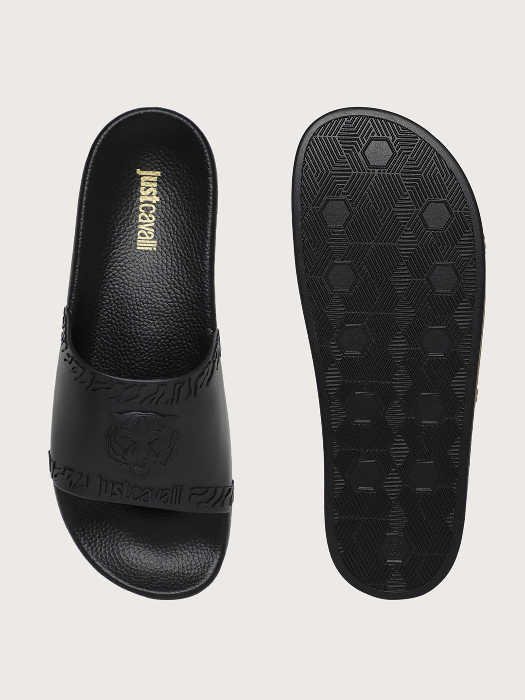 Just Cavalli Men Black Sliders
