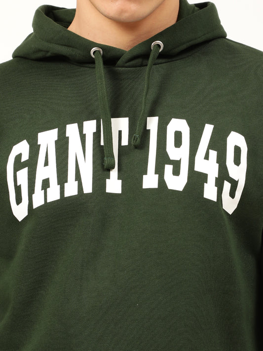 Gant Men Green Solid Hooded Sweatshirt