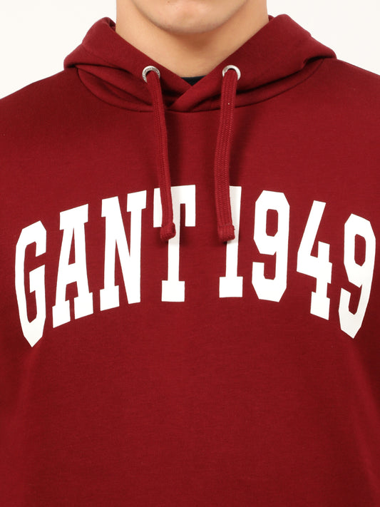 Gant Men Red Solid Hooded Sweatshirt