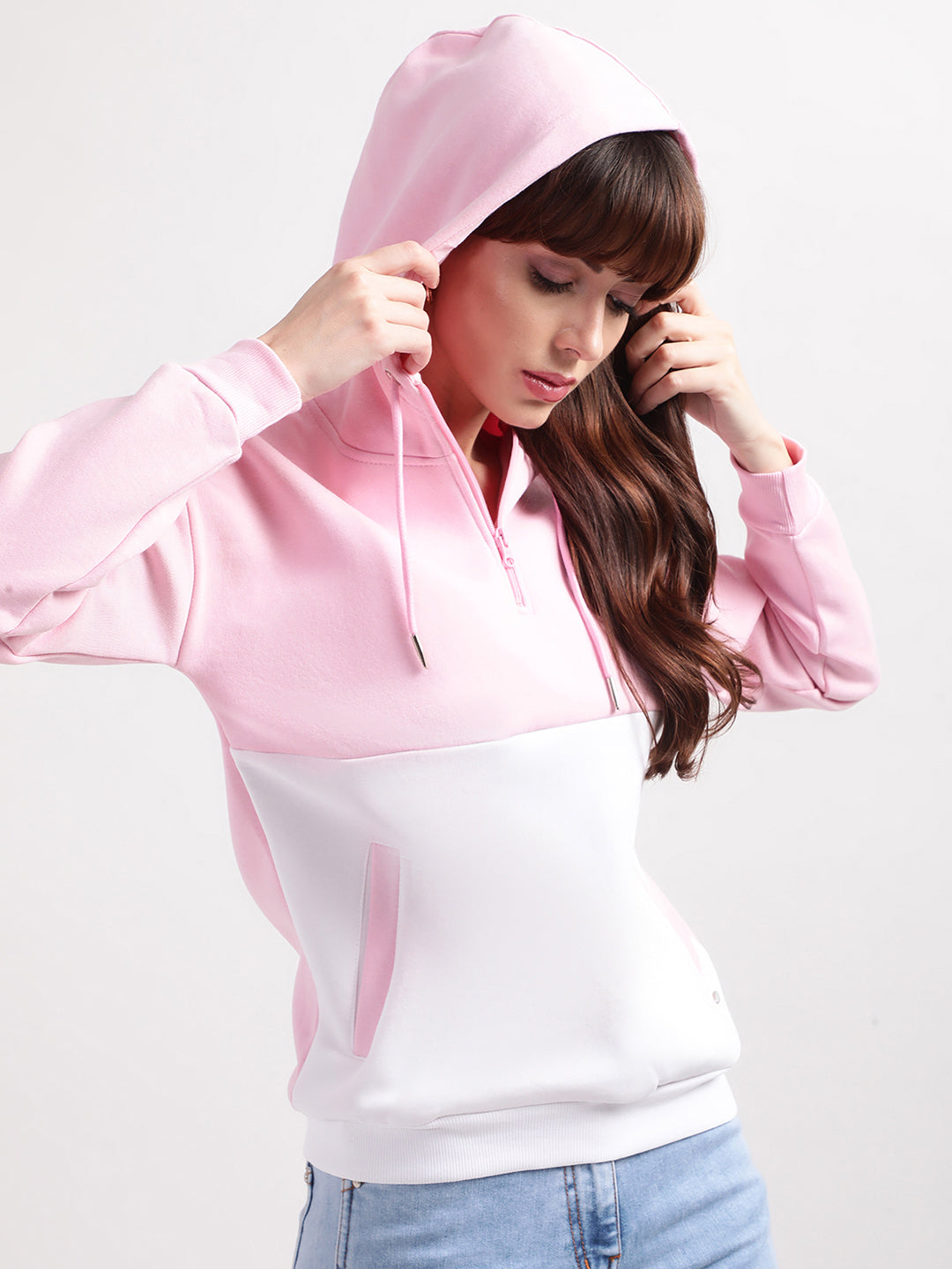 Elle Women Pink Solid Round Neck Sweatshirt