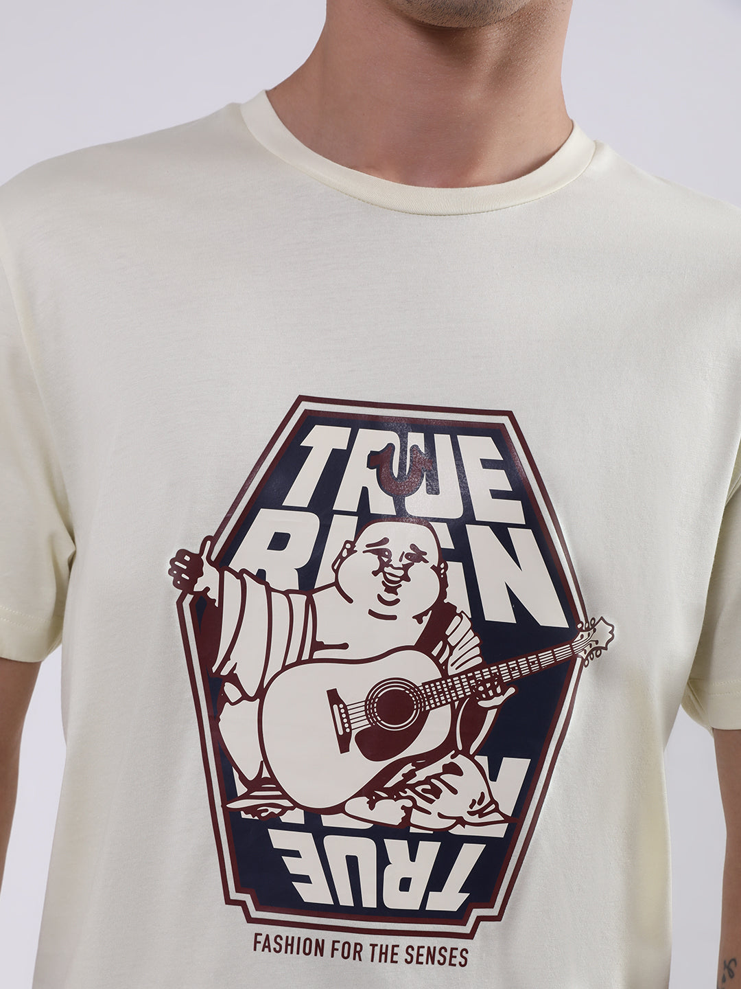 True Religion Off White Logo Regular Fit T-Shirt