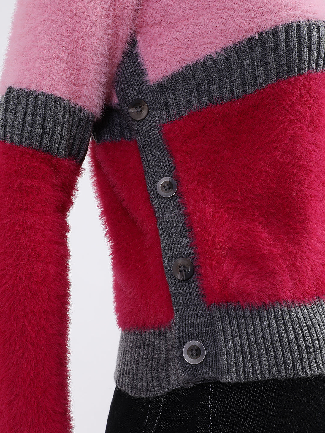 Elle Women Pink Solid Round Neck Sweater