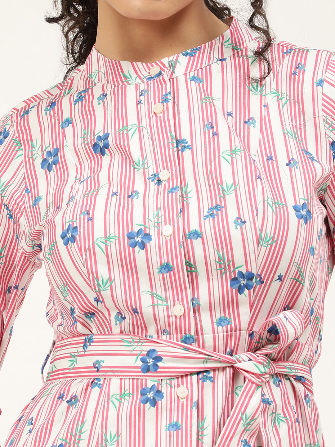 Elle Women Pink Printed Collar Dress