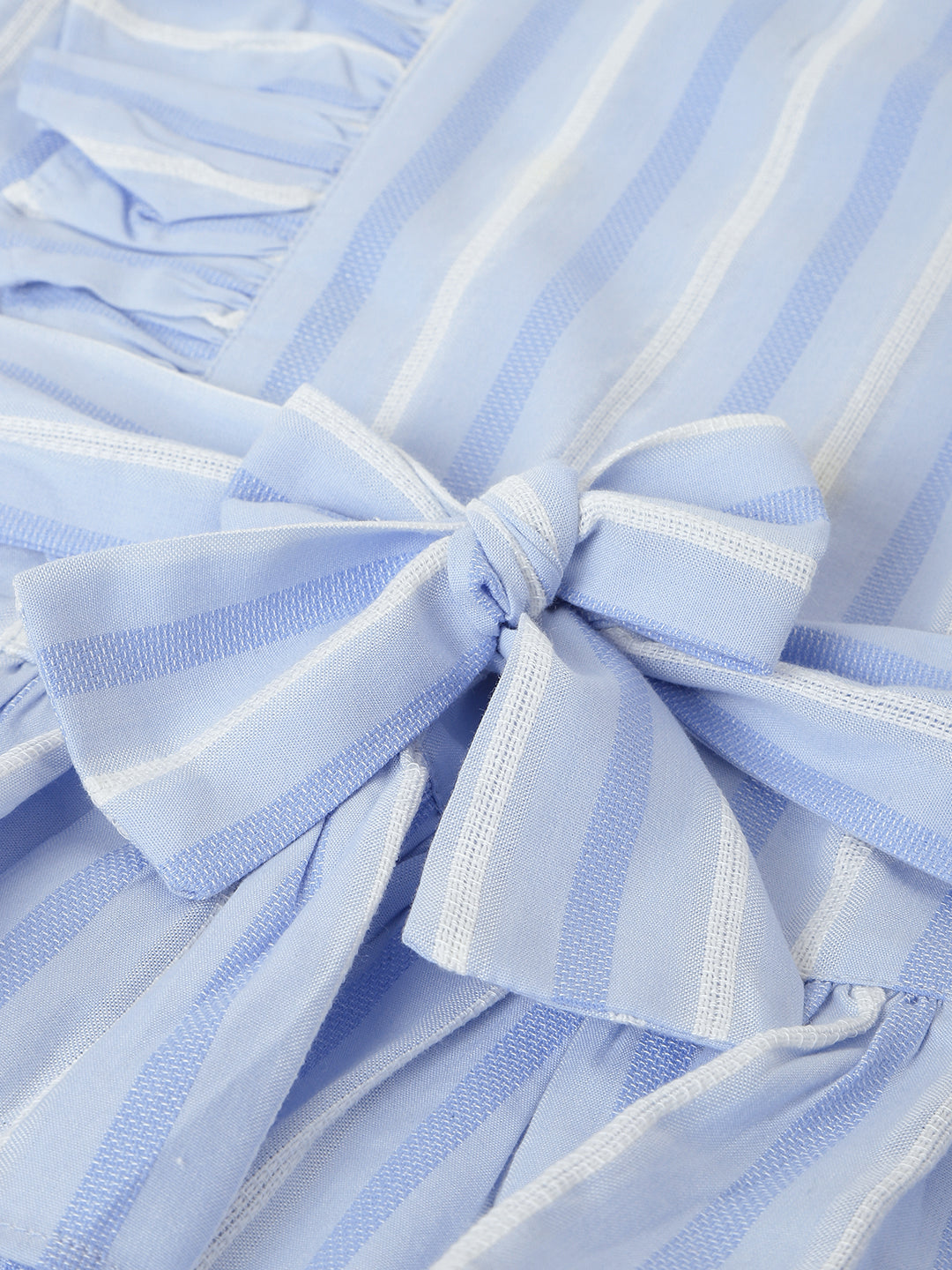 Elle Kids Girls Blue Striped Round Neck Short Sleeves Top