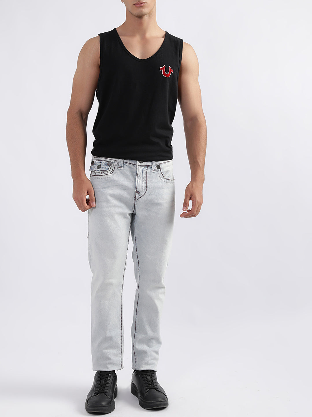 True Religion Men Blue Solid Skinny Fit Jeans